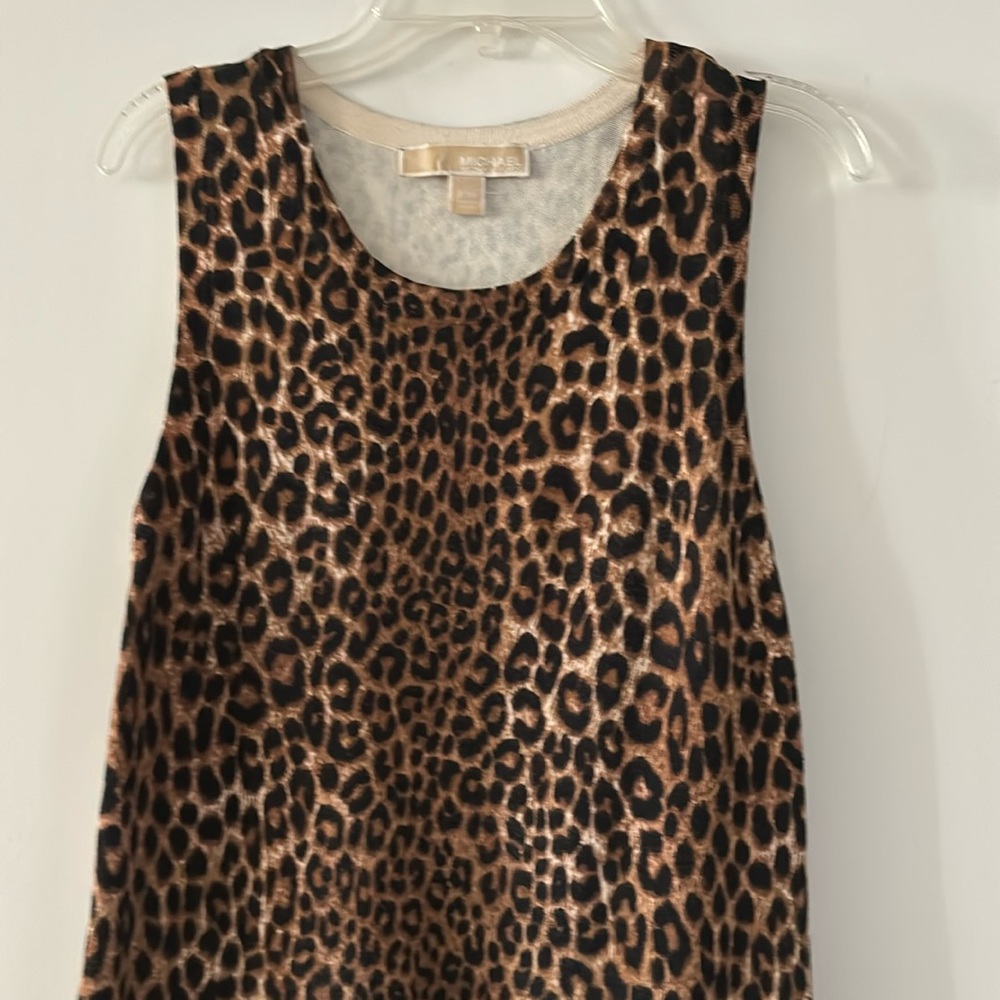 Michael Kors leopard print lightweight knit dress size M petite